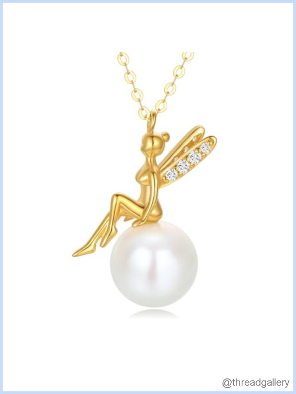14K Gold Angel Pearl Pendant Necklace 18in Cultured Freshwater Pearl
